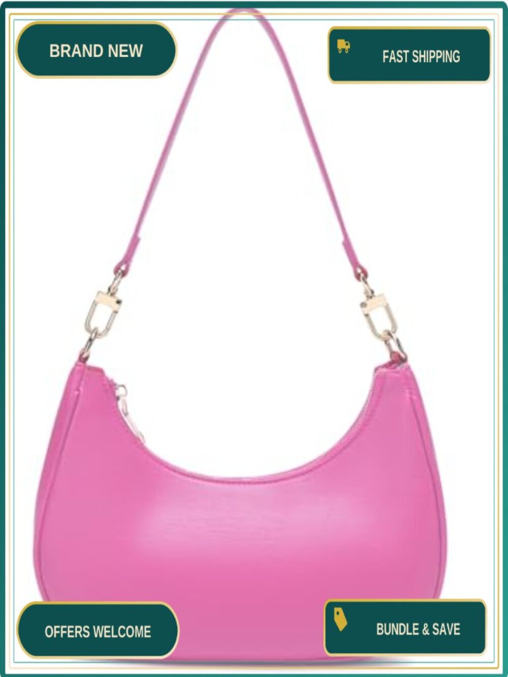 PU Leather Hobo Shoulder Bag Lightweight Zipper Underarm Purse